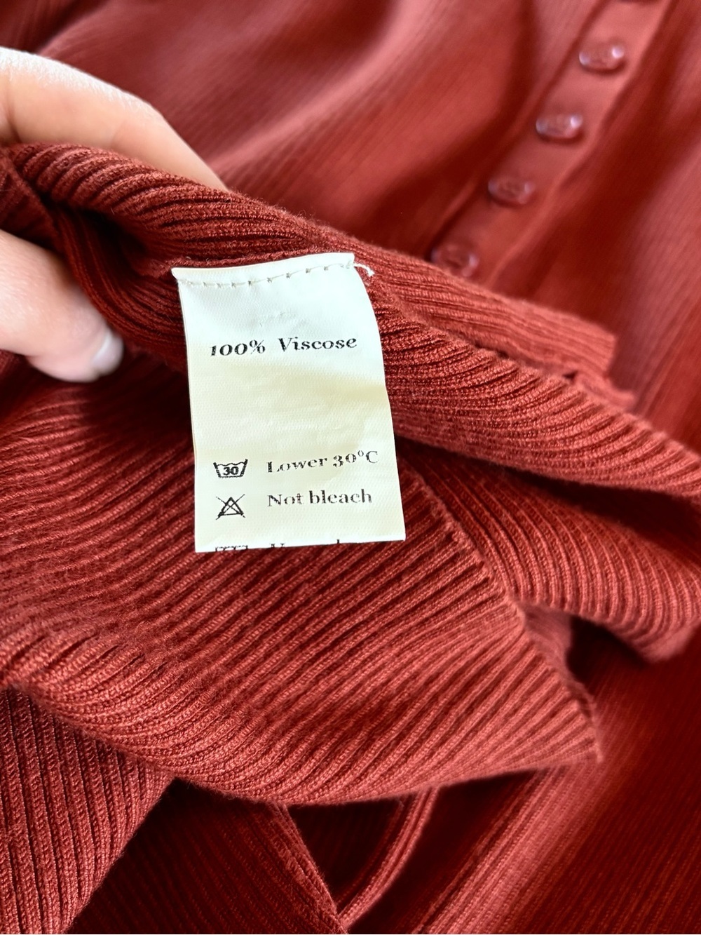 Women’s SNDYS Long-Sleeve Ribbed Henley Dress- Burgundy - M - Picture 4 of 4